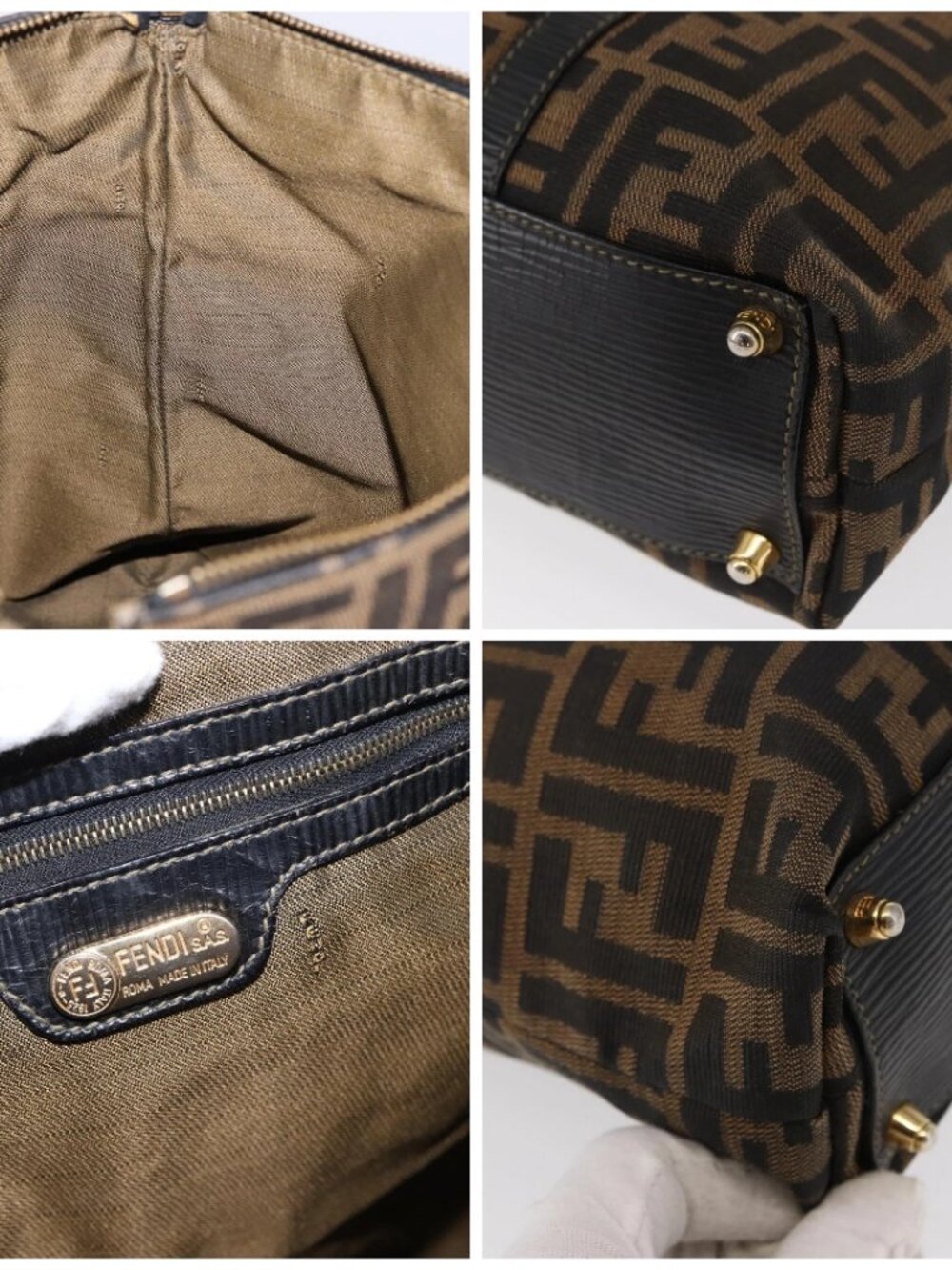 FENDI Zucca Canvas Tote Bag Black Brown Auth - Picture 13 of 16